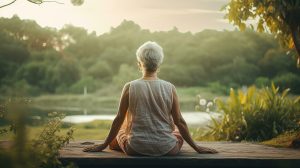 older senior woman doing yoga pose